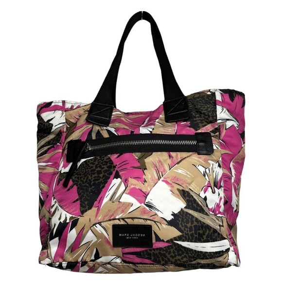 Marc Jacobs Tote Bag Womens Large Multicolor Pink Animal Print Travel Purse - Picture 1 of 10